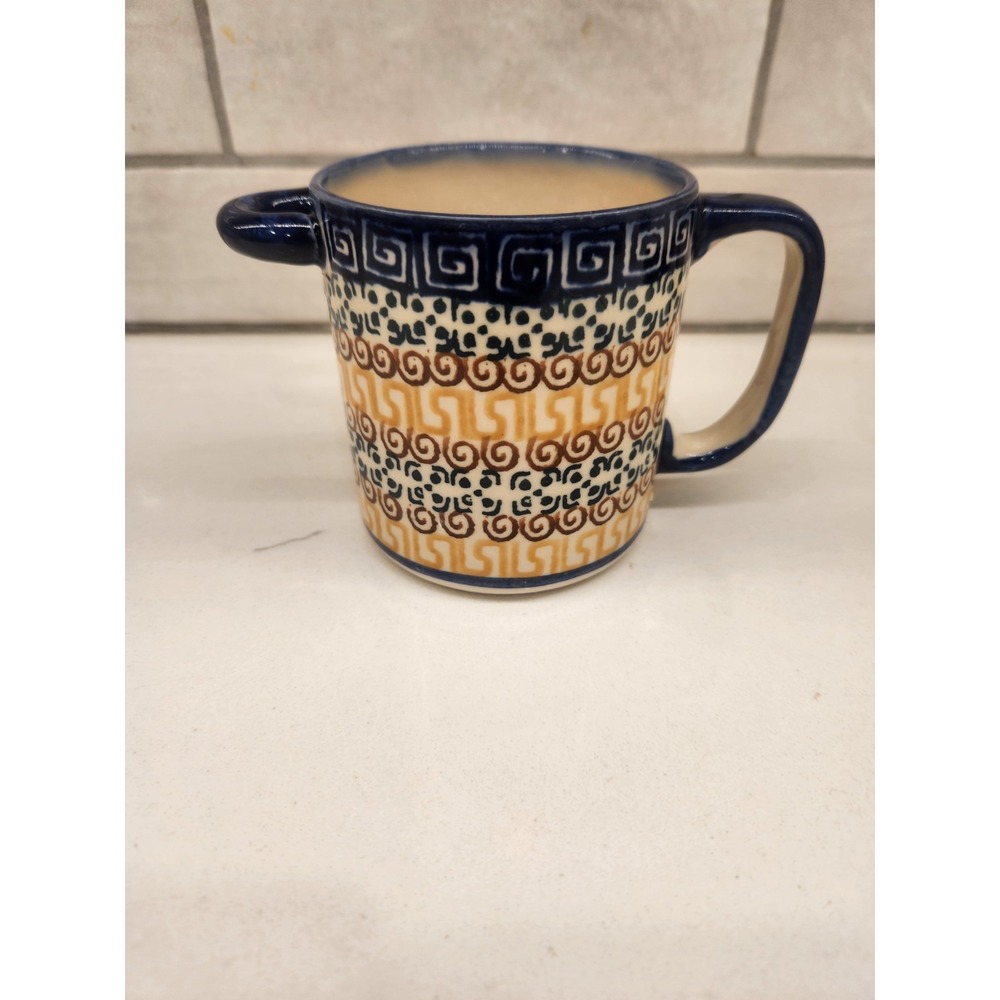 Vintage Polish Pottery Boleslawiec Ceramic Coffee Cup Mug Handmade In Poland